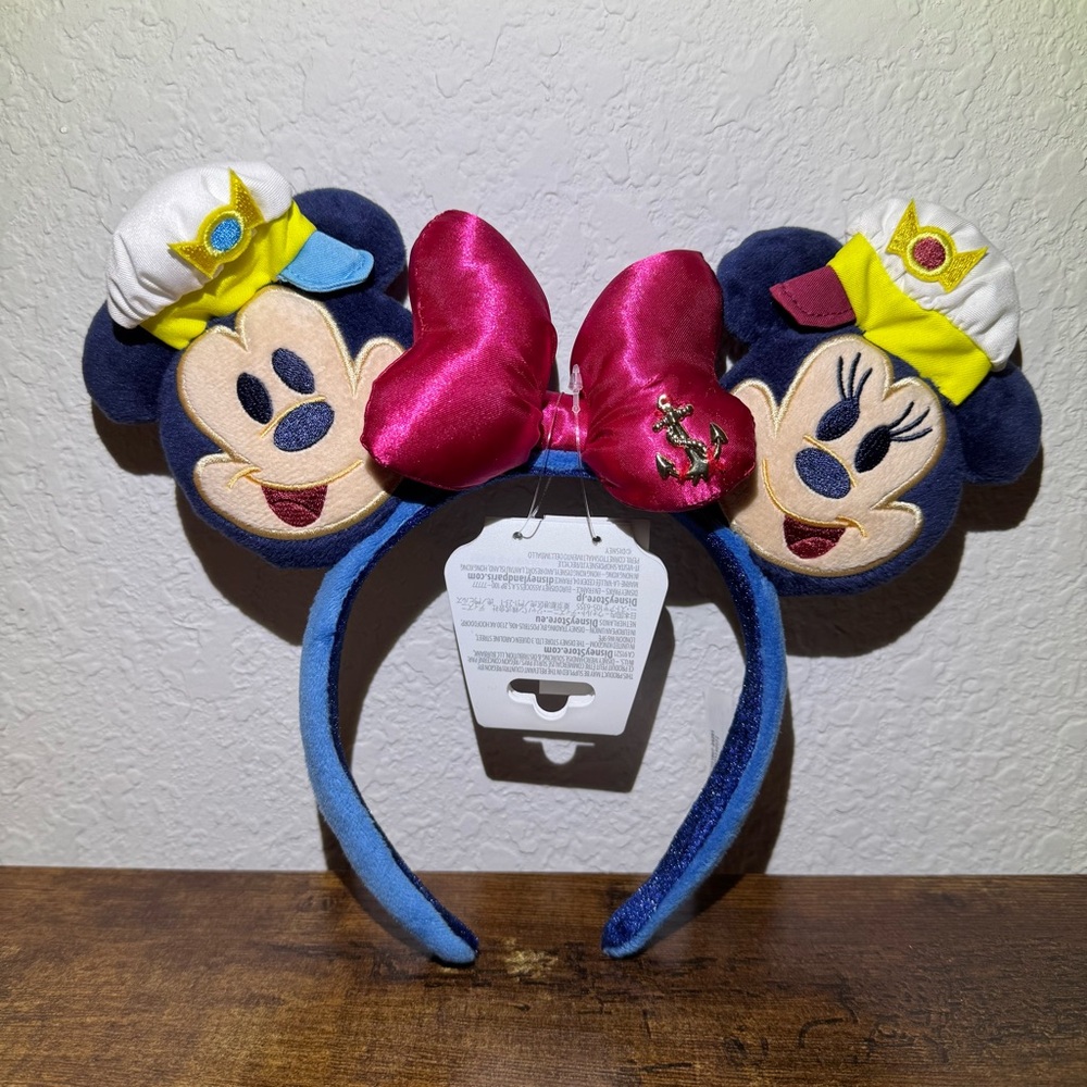 Disney Cruise Line DCL Captain Mickey & Minnie Mouse Plush Ears Headband